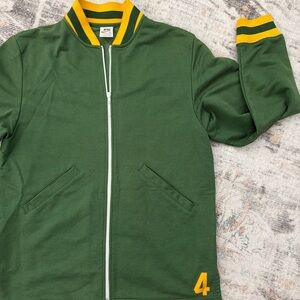 Nike Sportswear Varsity Jacket Green Yellow #4 Full Zip Mens Medium Y2K Retro